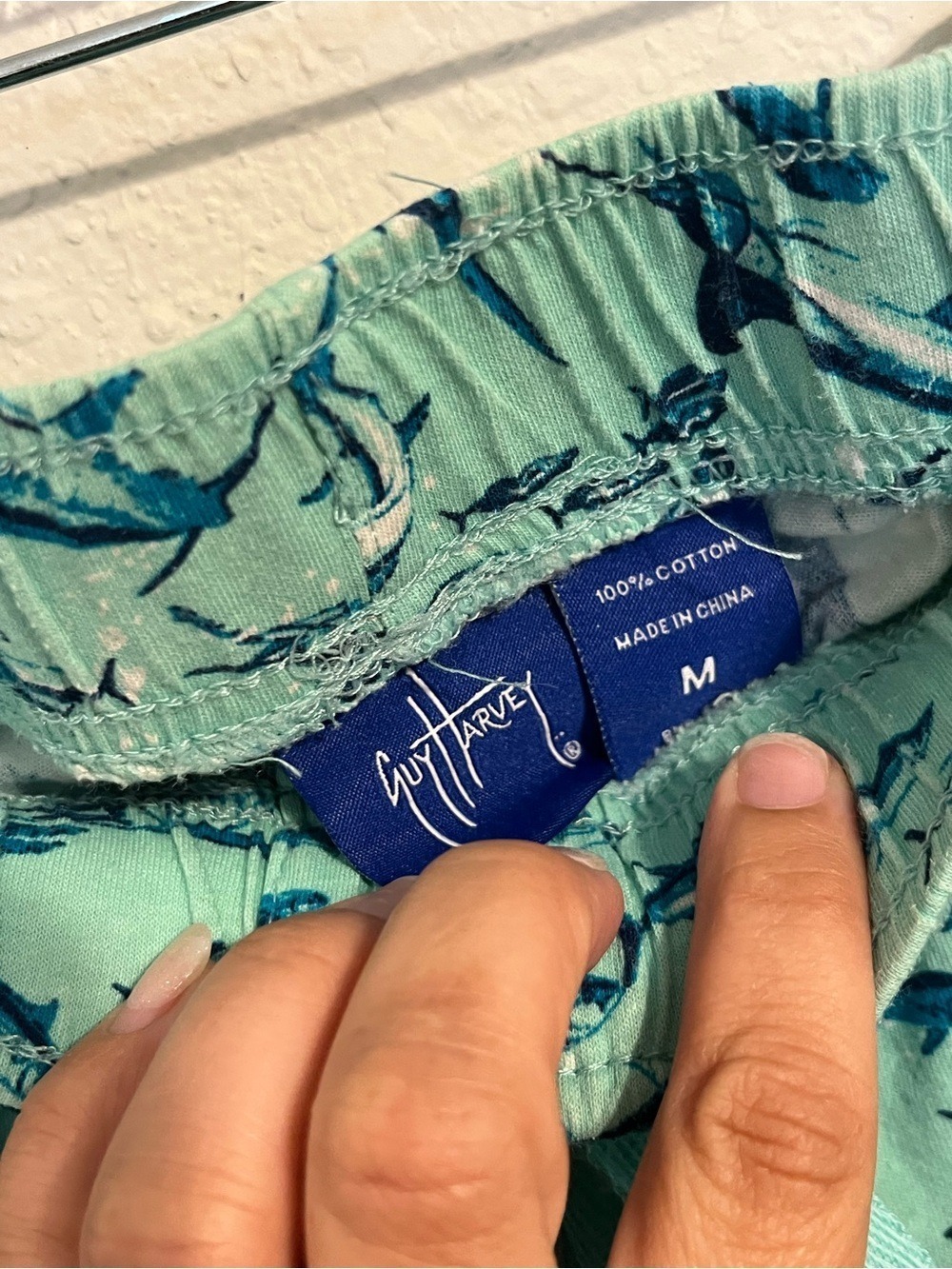 Guy Harvey Marlin Swordfish Billfish Print Lounge Pajama Pants Medium Aqua Blue - Picture 2 of 5
